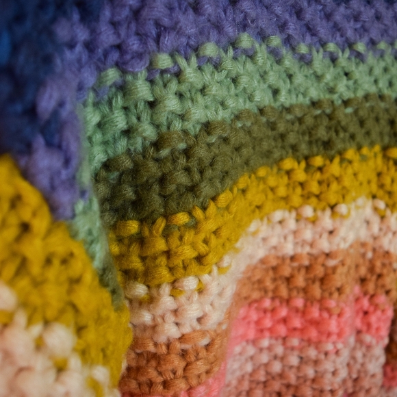 SAACHI bright multicolor rainbow striped open front knit cardigan - Picture 5 of 7